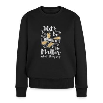 Einzigartig Besonders - Frauen Premium Bio Pullover - Schwarz - Vorne - Julia (174cm)