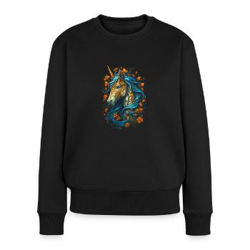 Einhorn - Frauen Premium Bio Pullover - Schwarz - Vorne - Julia (174cm)
