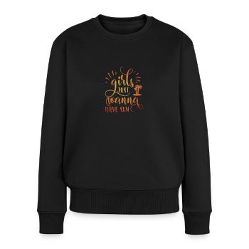 Mädchen möchten gerade SUN - Frauen Premium Bio Pullover - Schwarz - Vorne - Julia (174cm)