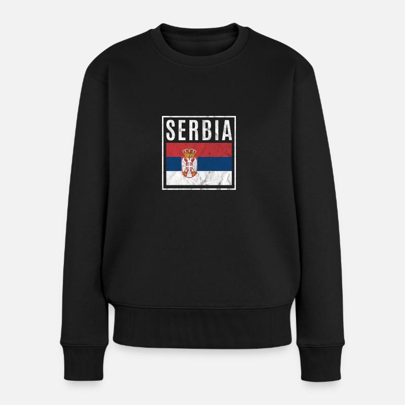 Serbien - Frauen Premium Bio Pullover - Schwarz