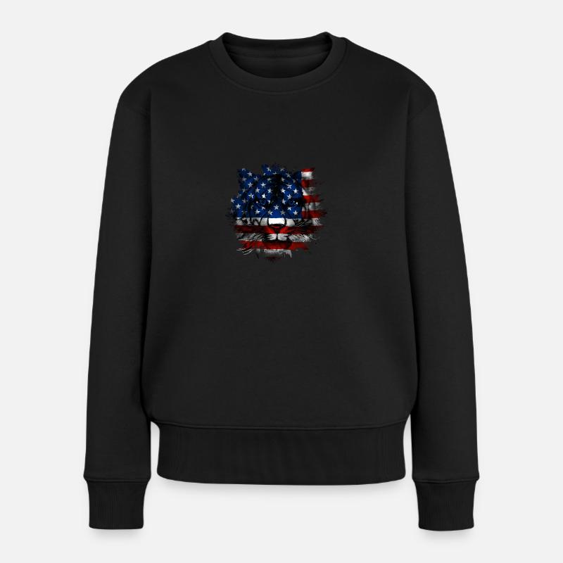 USA - Frauen Premium Bio Pullover - Schwarz