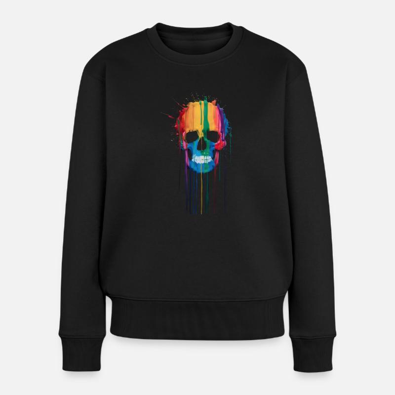 Rainbow Skull - Women's Premium Organic Jumper - black