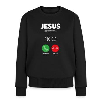 Appel de Jésus - Pull Premium bio Femme - noir - Devant - Julia (174cm)
