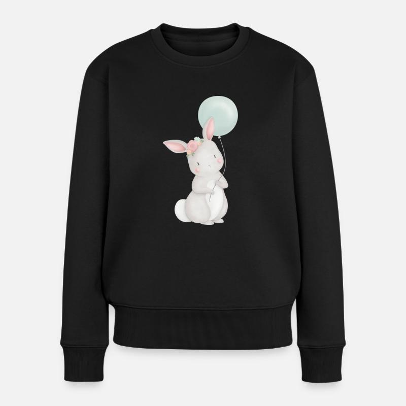 Hase luftballon - Frauen Premium Bio Pullover - Schwarz