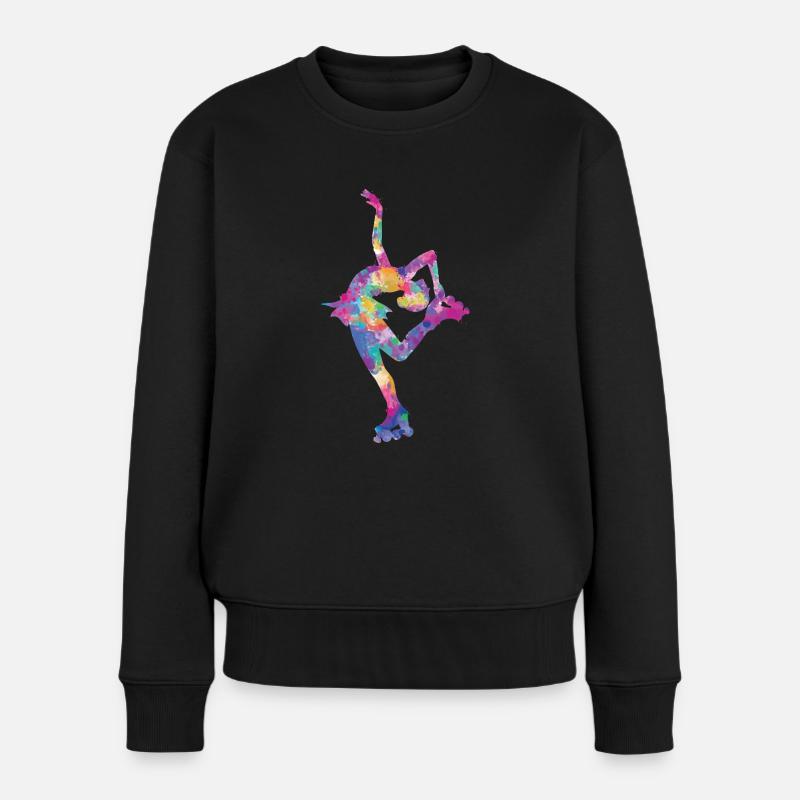 Skater Silhouette Aquarell - Frauen Premium Bio Pullover - Schwarz