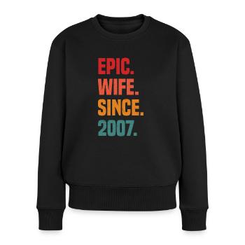 Retro Married 15Th Anniversary Wedding Anniversary - Women's Premium Organic Jumper - black - Front - Julia (174cm)