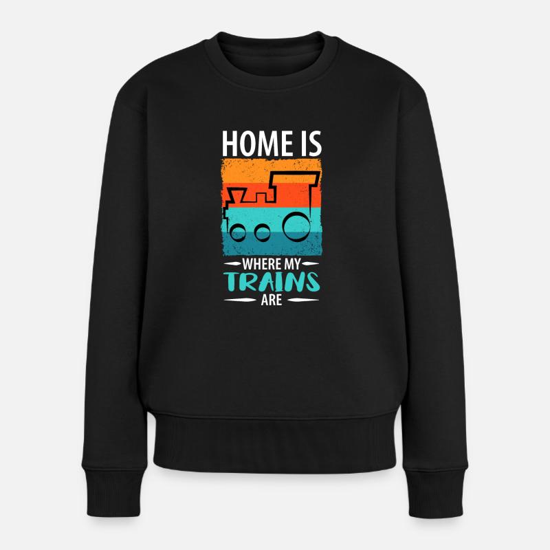 Zug Eisenbahn Eisenbahner Züge Triebfahrzeugführer - Frauen Premium Bio Pullover - Schwarz