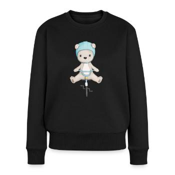 ours mignon sur le vélo - Pull Premium bio Femme - noir - Devant - Julia (174cm)
