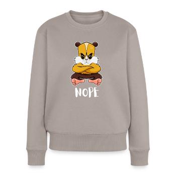 Nope Drôle de hamster paresseux - Pull Premium bio Femme - taupe - Devant - Julia (174cm)