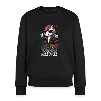 Heavy Metal Einhorn Süßes Einhorn Einschulung - Frauen Premium Bio Pullover - Schwarz - Vorne - Julia (174cm)