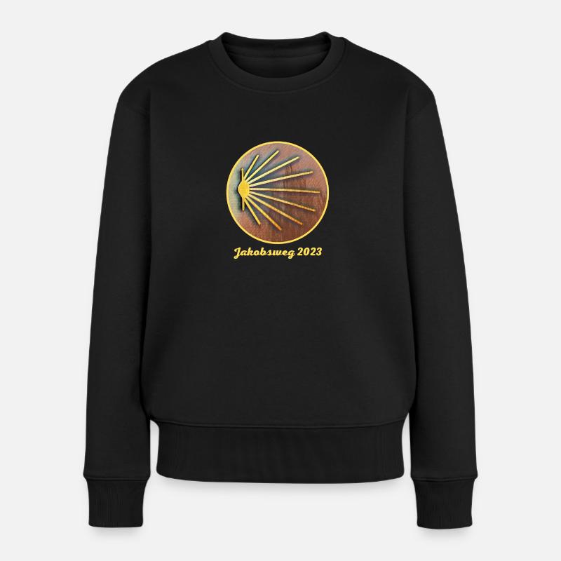 Jakobsweg 2023 - Pilgermuschel - Frauen Premium Bio Pullover - Schwarz
