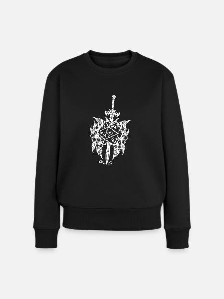D20 RPG Spiel Schwert Blume - Frauen Premium Bio Pullover - Schwarz