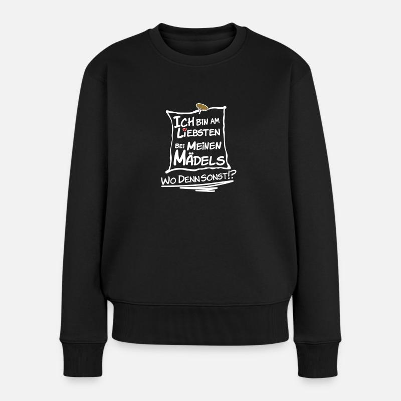 Mädels - Frauen Premium Bio Pullover - Schwarz
