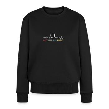 laufen women running geschenkidee - Frauen Premium Bio Pullover - Schwarz - Vorne - Julia (174cm)