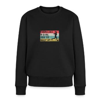 laufen women running geschenkidee - Frauen Premium Bio Pullover - Schwarz - Vorne - Julia (174cm)