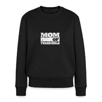 Mama Mom of three Girls Geschenkidee Muttertag - Frauen Premium Bio Pullover - Schwarz - Vorne - Julia (174cm)