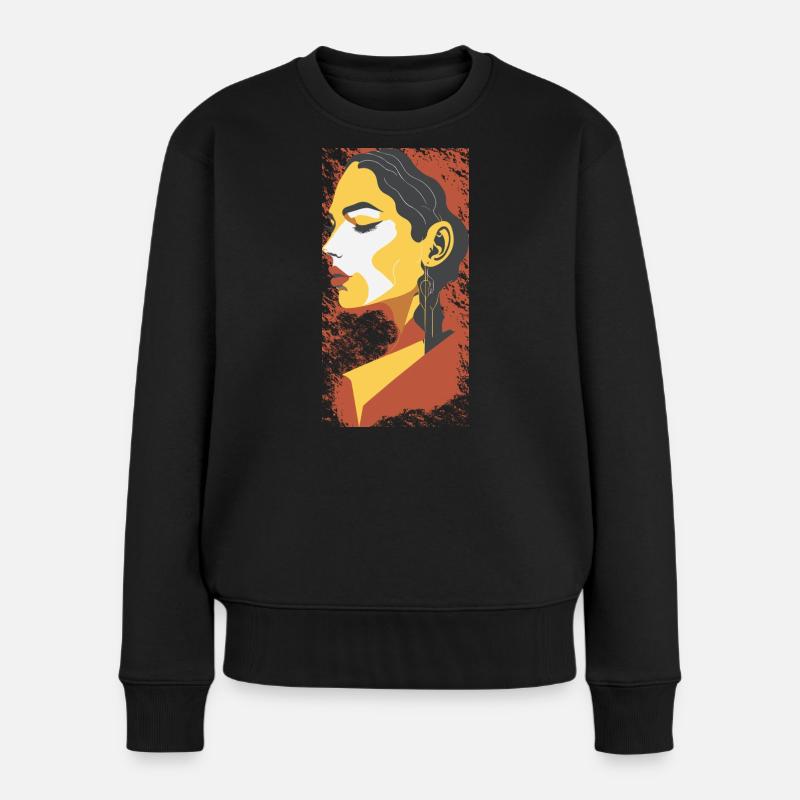 Geometrisches Sommerporträt - Frauen Premium Bio Pullover - Schwarz