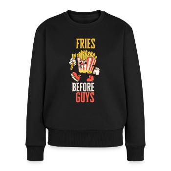 Frites Befor Guys Drôle Français Français Design - Pull Premium bio Femme - noir - Devant - Julia (174cm)