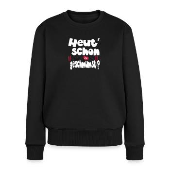 suche sympathisches II - Frauen Premium Bio Pullover - Schwarz - Vorne - Julia (174cm)