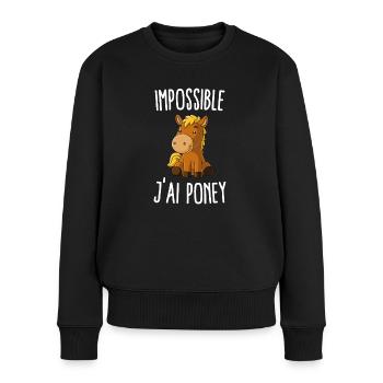 Impossible j'ai poney - Pull Premium bio Femme - noir - Devant - Julia (174cm)