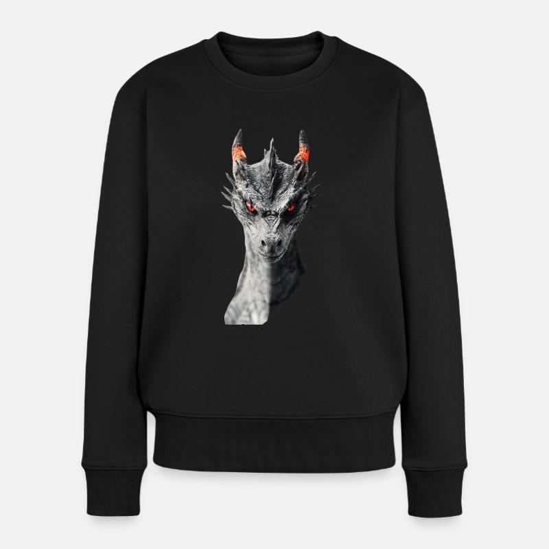 Drachen - Frauen Premium Bio Pullover - Schwarz