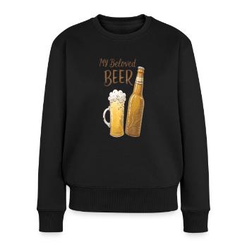 Mein geliebtes Bier - Frauen Premium Bio Pullover - Schwarz - Vorne - Julia (174cm)