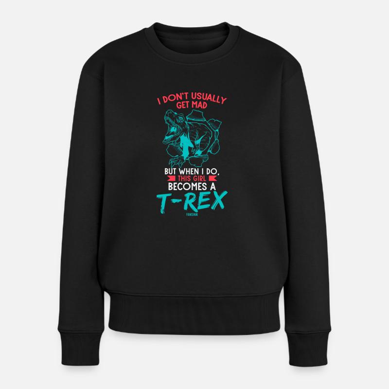 T-Rex - Frauen Premium Bio Pullover - Schwarz
