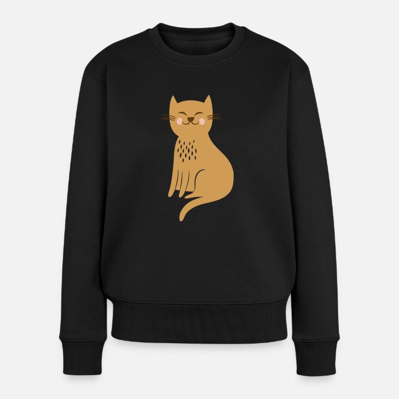 Katze - Frauen Premium Bio Pullover - Schwarz