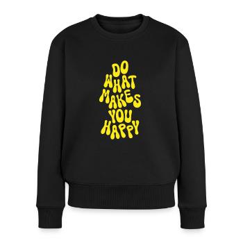 Do what makes you happy sunny yellow saying retro - Women's Premium Organic Jumper - black - Front - Julia (174cm)
