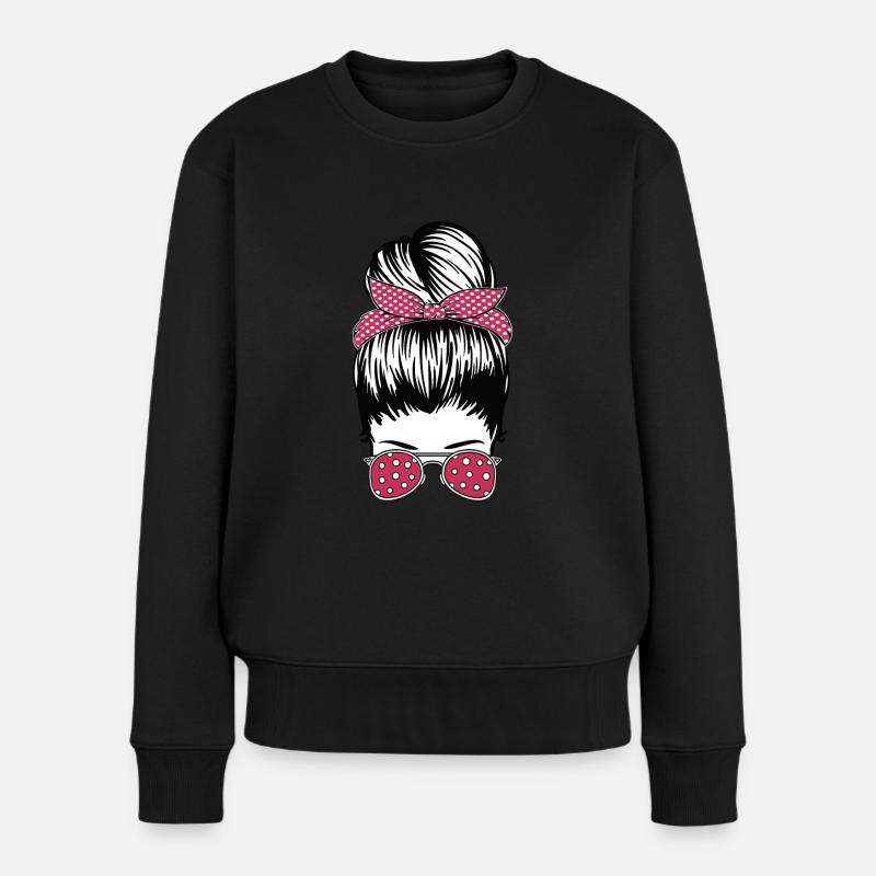 Retro Rockabilly Girl Geschenk - Frauen Premium Bio Pullover - Schwarz