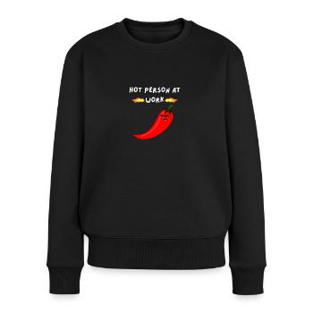 Hot person at work funny T-Shirt - Frauen Premium Bio Pullover - Schwarz - Vorne - Julia (174cm)