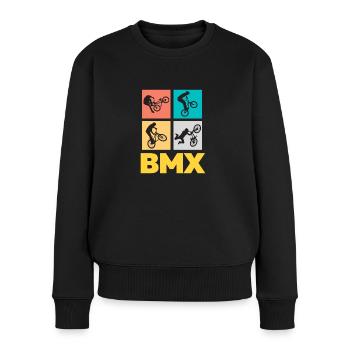 BMX - Ultimatives Fahrrad/Biker Design - Frauen Premium Bio Pullover - Schwarz - Vorne - Julia (174cm)