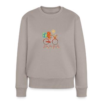 Ride The World with Cat - Pull Premium bio Femme - taupe - Devant - Julia (174cm)