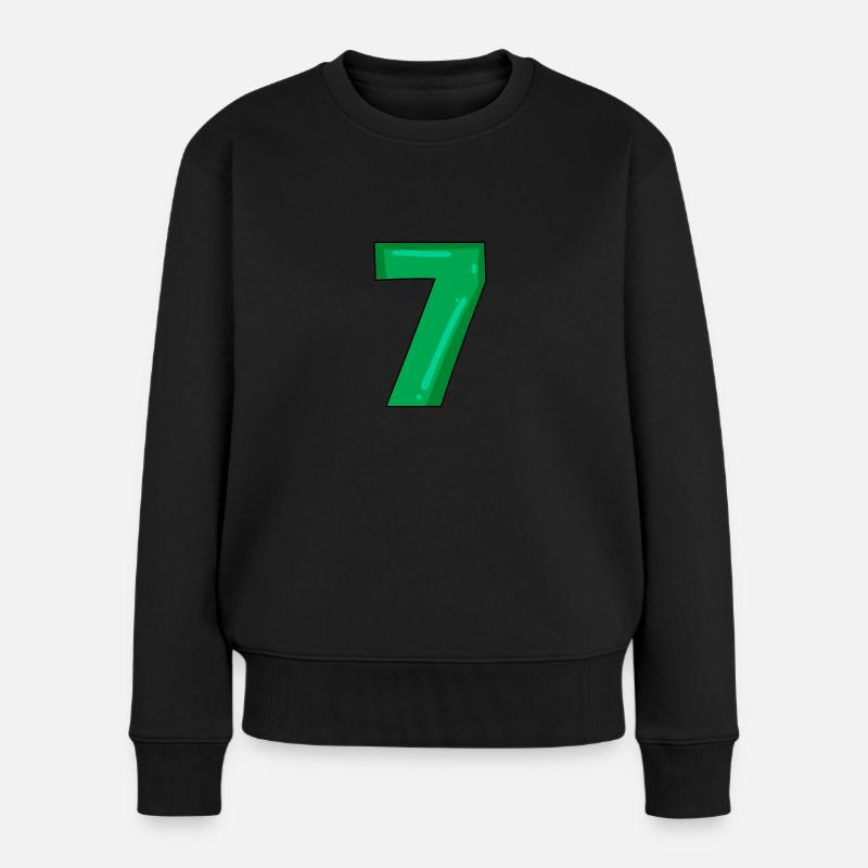 Zahl 7 - Frauen Premium Bio Pullover - Schwarz