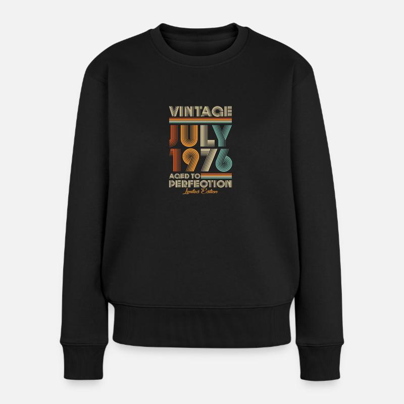 Vintage Aged To Perfection July 1976 - Frauen Premium Bio Pullover - Schwarz