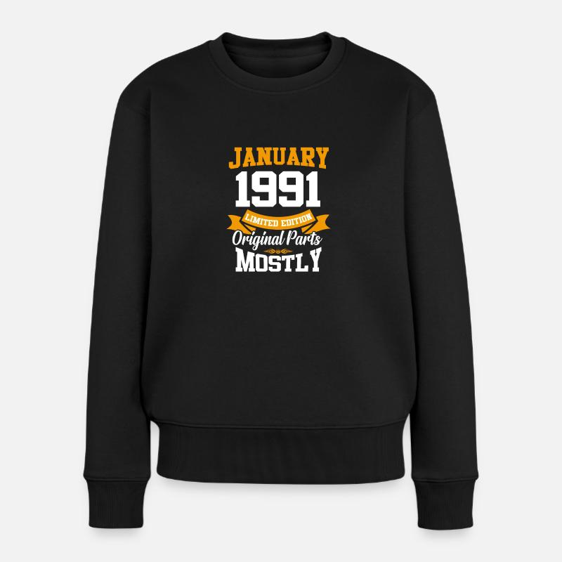 Januar 1991 Limited Edition Geburtstag Geschenk - Frauen Premium Bio Pullover - Schwarz