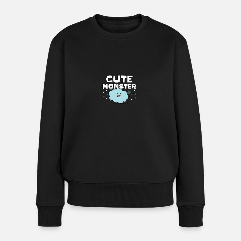 CUTE MONSTER - Frauen Premium Bio Pullover - Schwarz