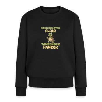 Schildkröten Flair - Tanzender Panzer - Frauen Premium Bio Pullover - Schwarz - Vorne - Julia (174cm)