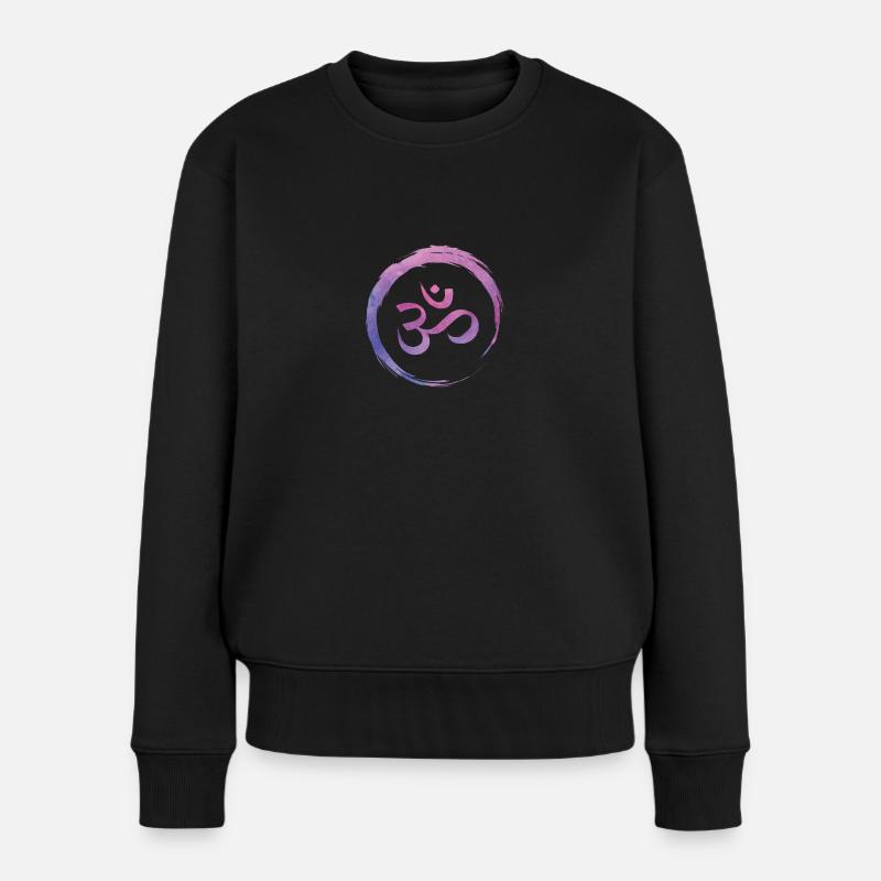 Yoga Zen Kreis Om - Frauen Premium Bio Pullover - Schwarz