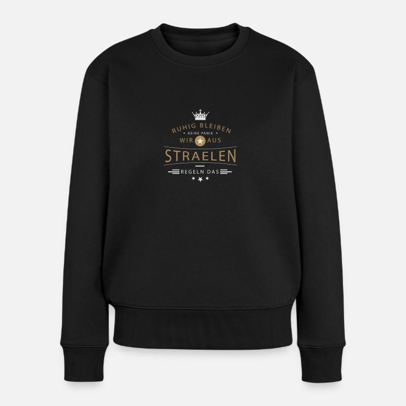 Straelen Stadt - Frauen Premium Bio Pullover - Schwarz