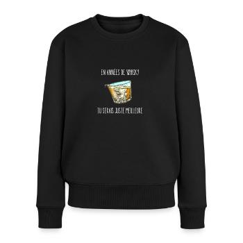 en années de whisky - Pull Premium bio Femme - noir - Devant - Julia (174cm)