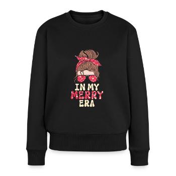 Weihnachten Xmas Spruch Winter In My Merry Era - Frauen Premium Bio Pullover - Schwarz - Vorne - Julia (174cm)