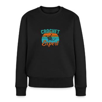Crochet Expert / Häkeln - Frauen Premium Bio Pullover - Schwarz - Vorne - Julia (174cm)
