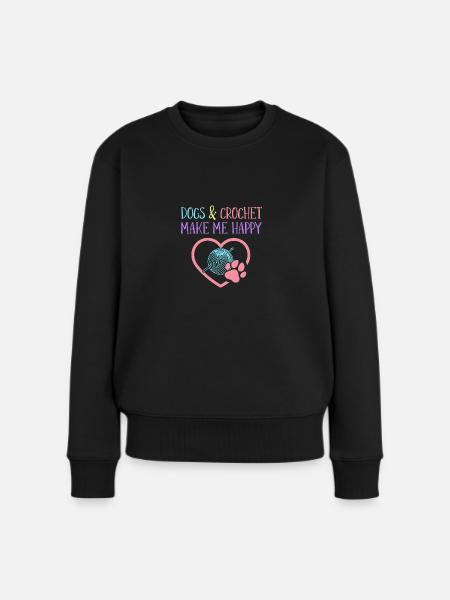 Hunde & Häkeln - Frauen Premium Bio Pullover - Schwarz