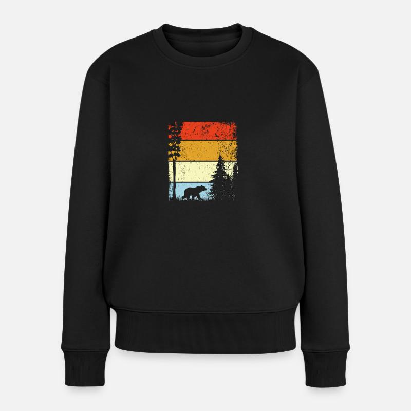 Waldtier in der Natur Bär - Frauen Premium Bio Pullover - Schwarz