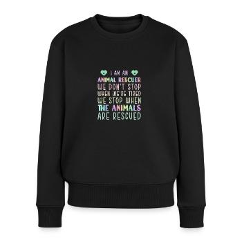 Hund Adoptiert Tierschutz - Frauen Premium Bio Pullover - Schwarz - Vorne - Julia (174cm)