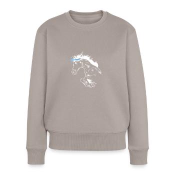 Équitation Sport équestre - Pull Premium bio Femme - taupe - Devant - Julia (174cm)