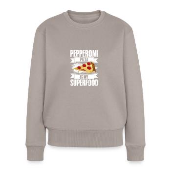 Pepperoni Pizza Funny Superfood Pizza Eating For - Women's Premium Organic Jumper - taupe - Front - Julia (174cm)
