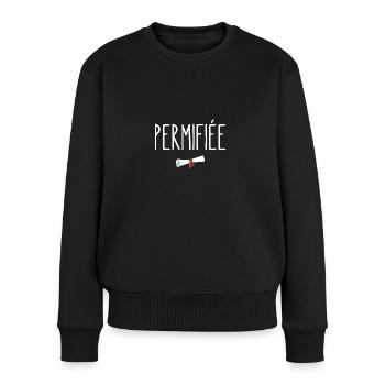 permifiée - Pull Premium bio Femme - noir - Devant - Julia (174cm)