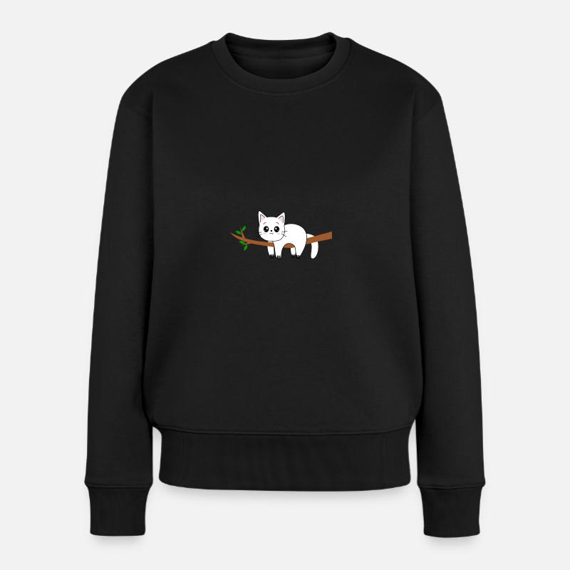 Chat Kawaii Blanc Chat Chat Cadeau Chats Blancs - Pull Premium bio Femme - noir